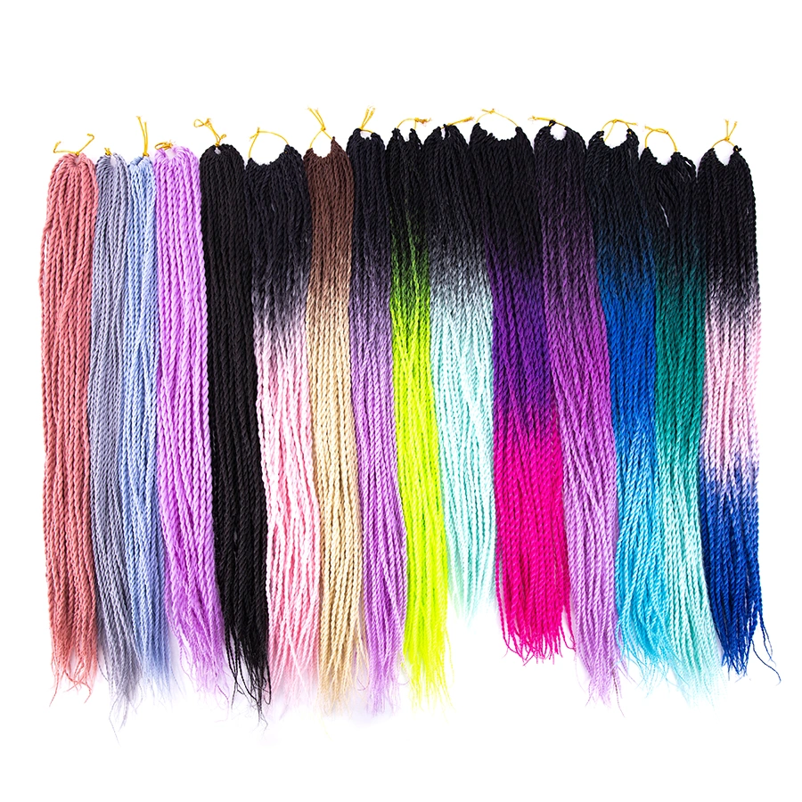 El cabello trenzado sintético de 24 pulgadas Ombre senegaleses Twist Crochet Extensiones de Cabello