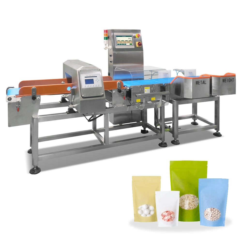 Personalización de unidades combinadas de fábrica en línea Checkweigher y detector de metales del sistema combinado para la alimentación