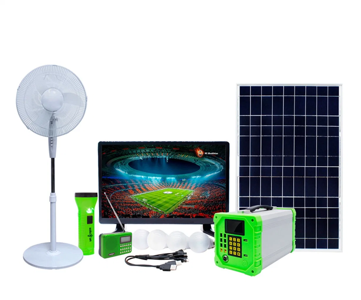 80W 100W 120W 150W Tragbares Off-Grid Solar Energy Power Home Beleuchtungssystem mit TV-Ventilator