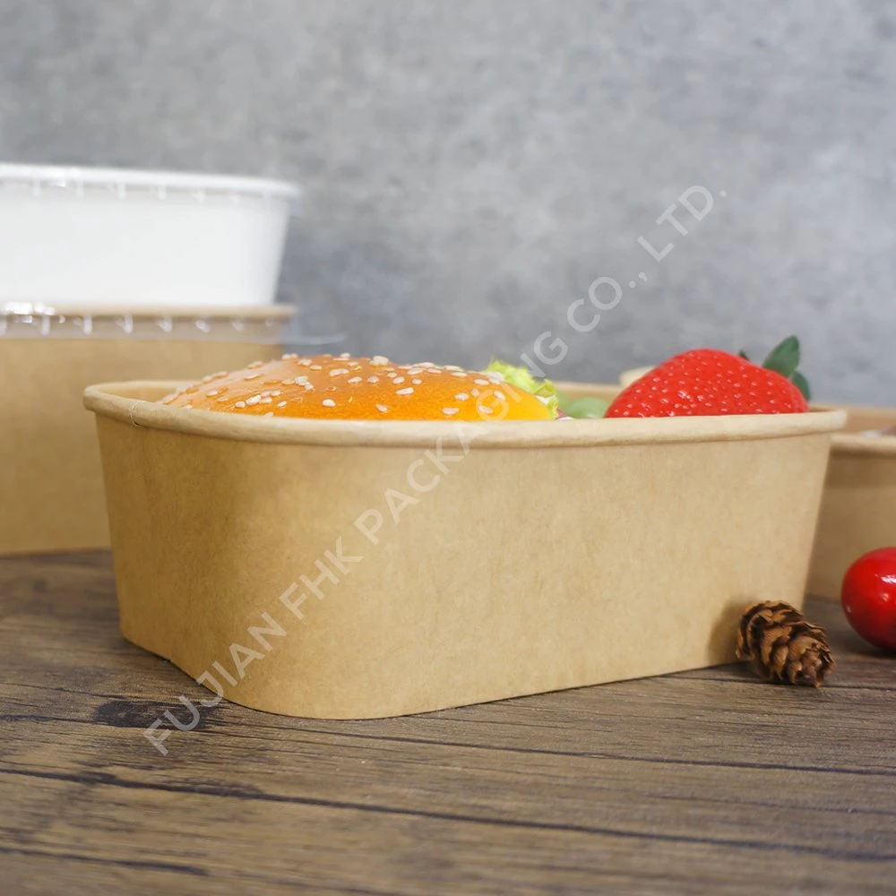 FDA/EU Approval Biodegradable Custom Kraft Paper Bowl Food Package Cheap Price Square Salad Bowls