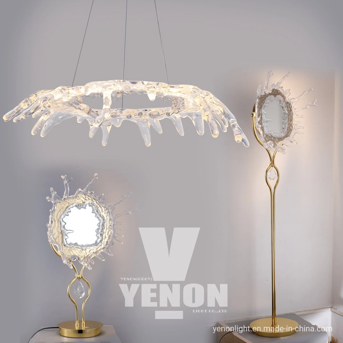La nueva lámpara de araña de espejo Poly creativo Inovate lámpara colgante de resina