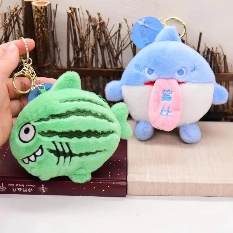 Cute Watermelon Silly Fish Doll Pendant Cartoon Shark Coin Purse Keychain Bunny Bag Hanging Backpack Ornament