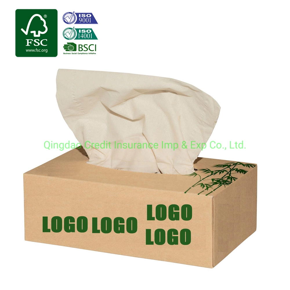 Eco-Friendly Compostable Biodegradable Unbleached Natural Color 100%Bamboo Facial Tissue