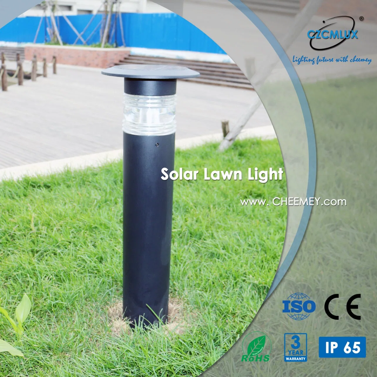 Casting Aluminum Outdoor LED Solar Garden Lamp with High Quality LiFePO4 Lithium Battery