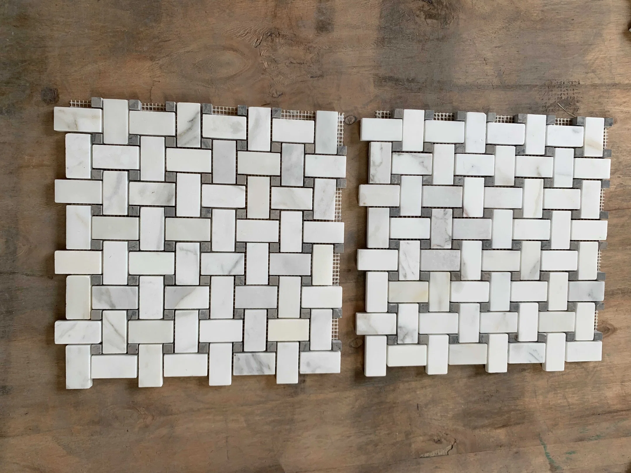 12" X 12" White Marble Basketweave Mosaic Wall & Floor Tile