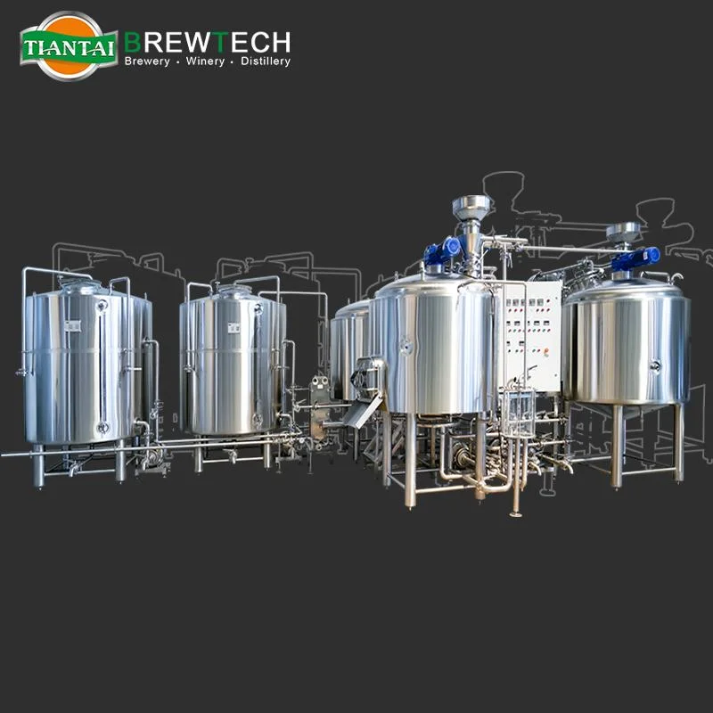 10hl Tiantai Customized 2-Vessel Steam Heating Direct Fire Heating Beer Brewing Equipment