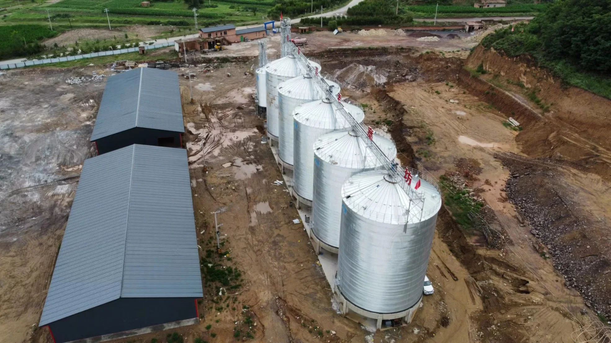 Hot Sale Galvanized Steel Assembly Grain Feed Flat Bottom Type Storage Silos