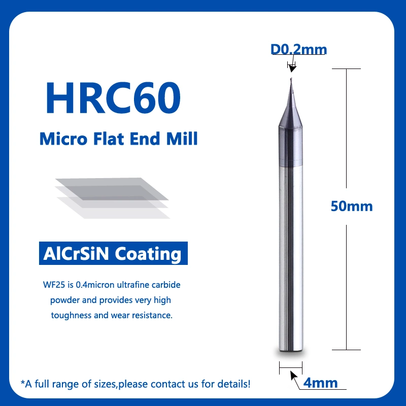 60HRC 2 Flutes Square End Mill 0.5mm for Wood