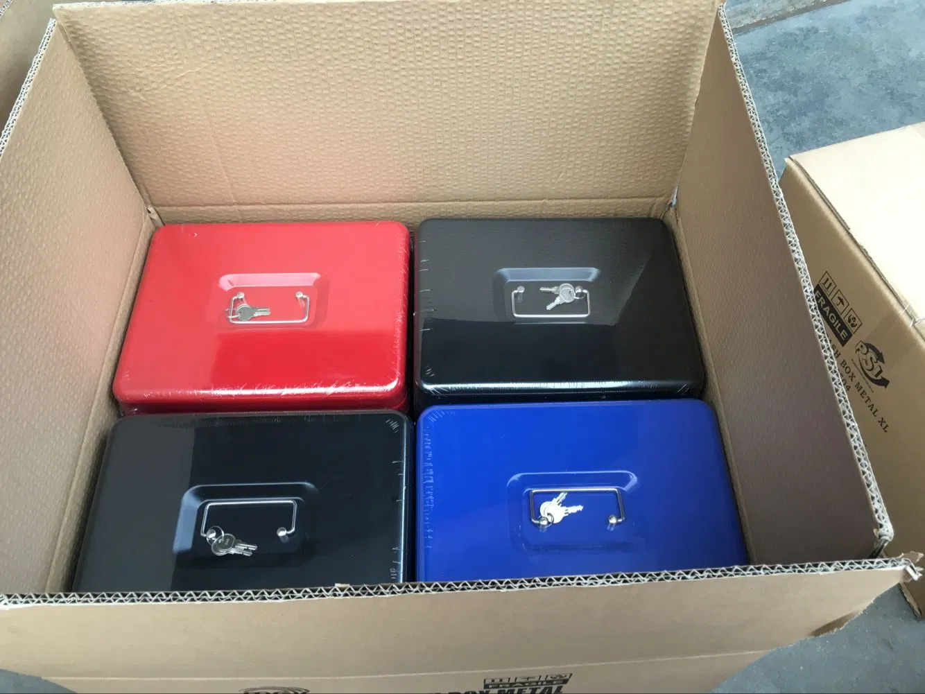 Portable Metal Cash Box Money Box Change Box