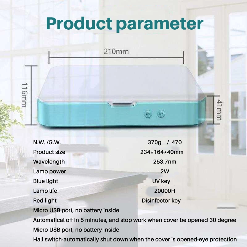 Tablet UV Disinfection Box Quartz Tube UV Sterilizer Container High-Capacity Sanitizer Box for Cleaning Phone Watch Keys with Aromatherapy Function