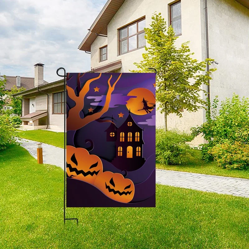 Bandeira de jardim de Halloween à prova de água para utilização no exterior e bandeira de estilo personalizada