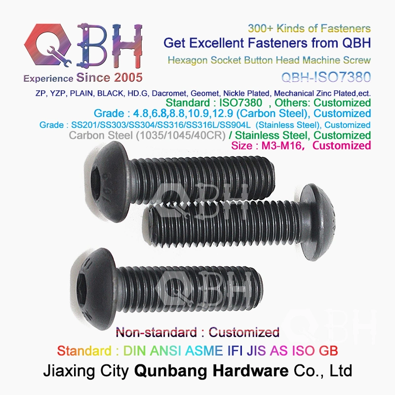 Qbh Metric ISO 7380 Button Head Hexagon Socket Cap Screw 8.8 10.9 Steel