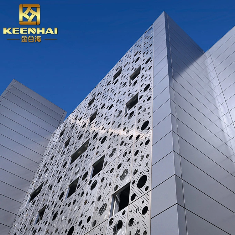 Conception décorative bardage façade en aluminium perforé (KH-BH-AP-010)