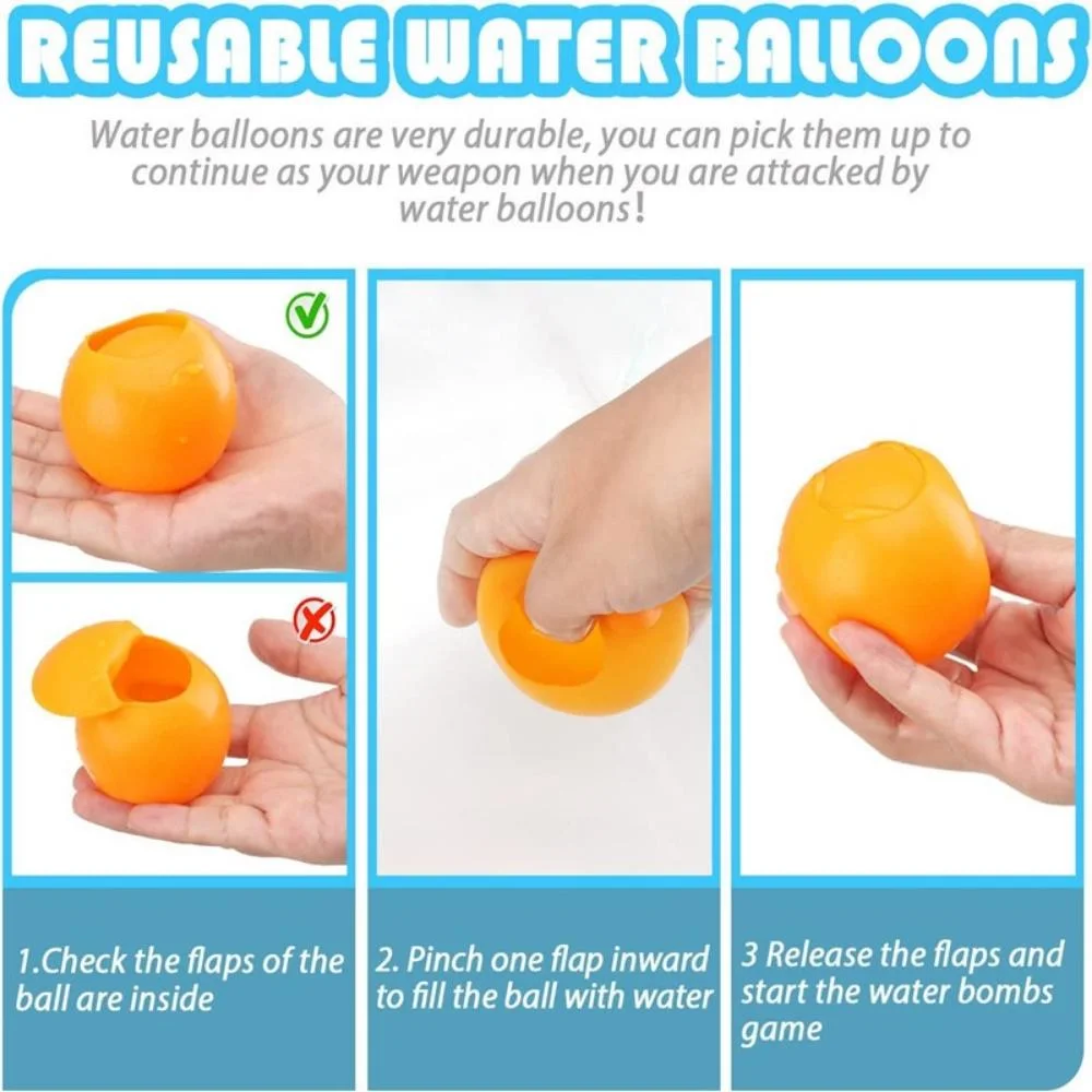 12 Pieces Water Balloons Reusable Self-Sealing Quick Filling Water No Tangles Battle Garden and Beach Toys Summer Pool Party Wyz22010