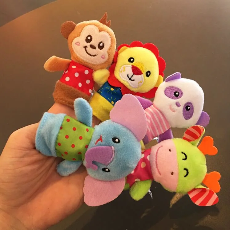 Different Cartoon Animal Finger Puppets Soft Velvet Dolls Props Toys Easter Basket Stuffers