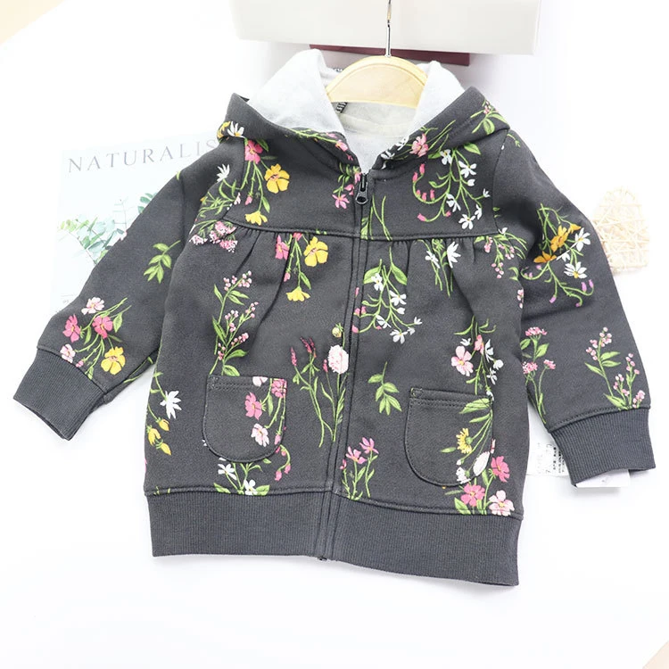 Fashion Girls Clothing Zip up Hoodies Children Custom Full Printed Casual Sweatshirts Kid Girls Tops Warm Fleece Jackets