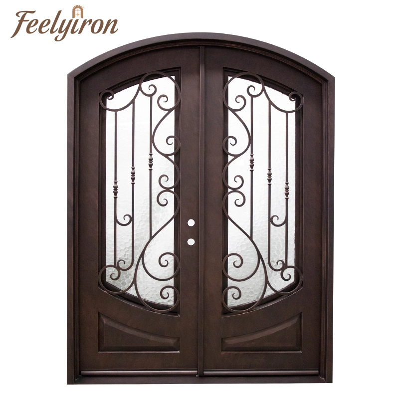 Metal Steel Main Entrance Thermal Break Windows Wrought Iron Double Doors