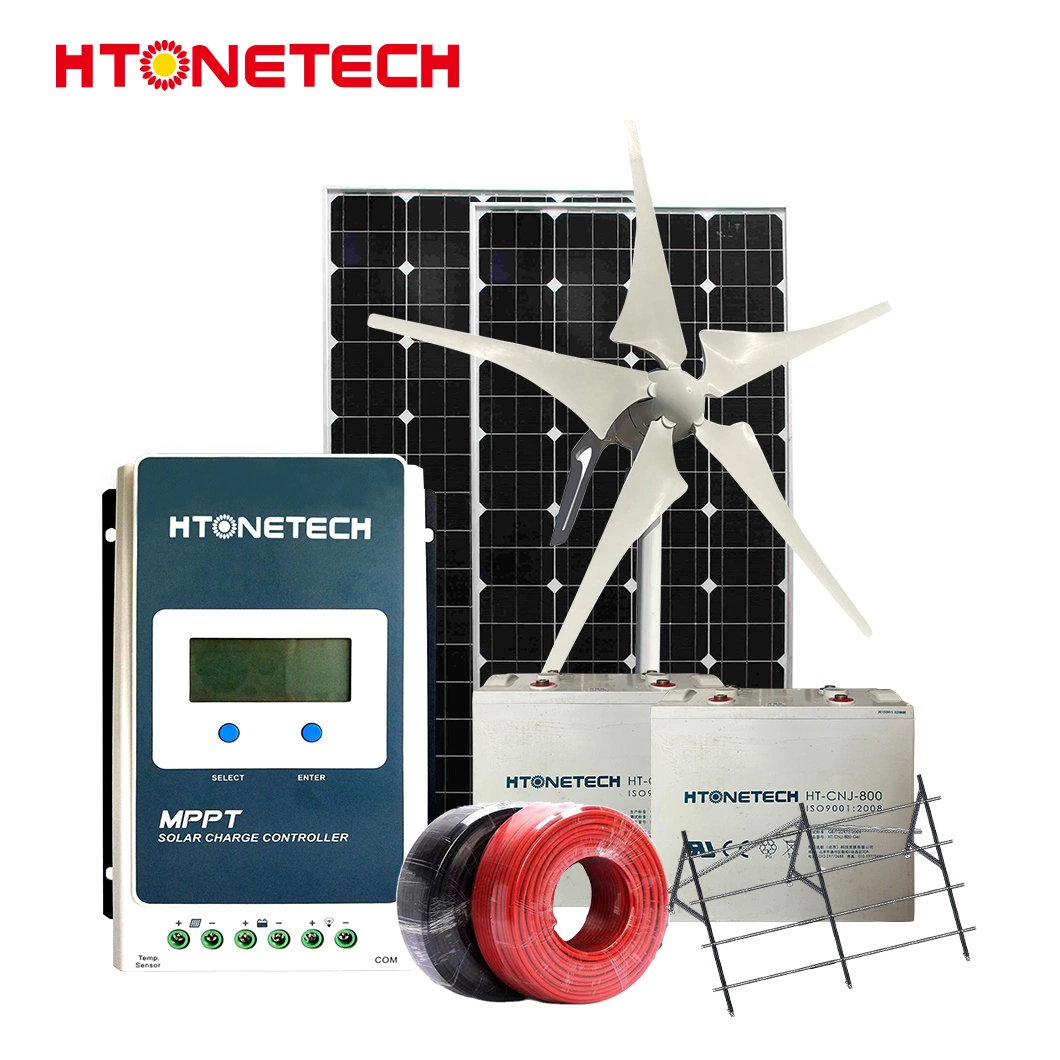 Htonetech monokristalline 24V 320W Solarpanel Hersteller Outdoor Solar Power System 1000W China Windstromversorgung des Netzsystems mit Kompakte Windenergieanlage