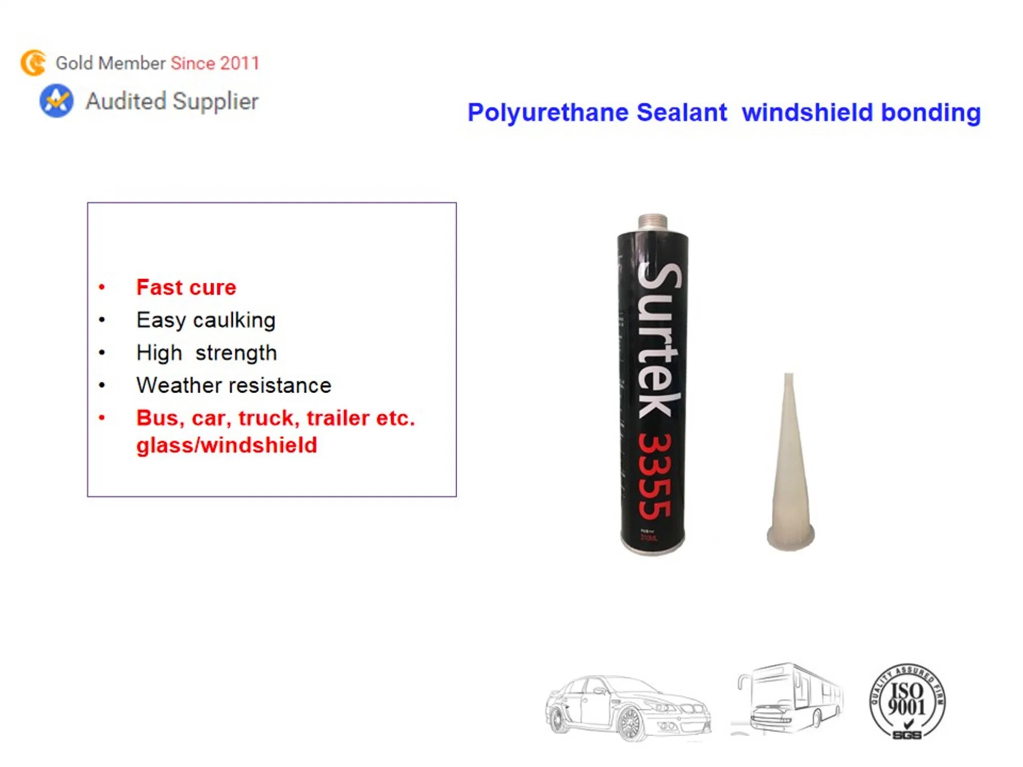 Easy Fixing Automotive Polyurethane Sealant (Surtek 3355)