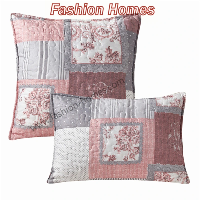 Patchwork Printed Vermicelli Stitching Cushion Cover