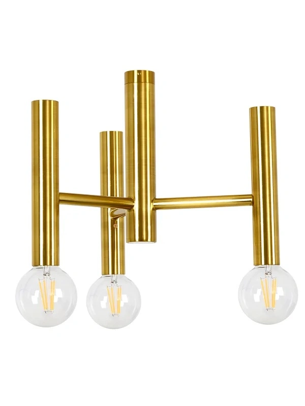 3 Light Close to Ceiling Fitting Brass Lighting Tube