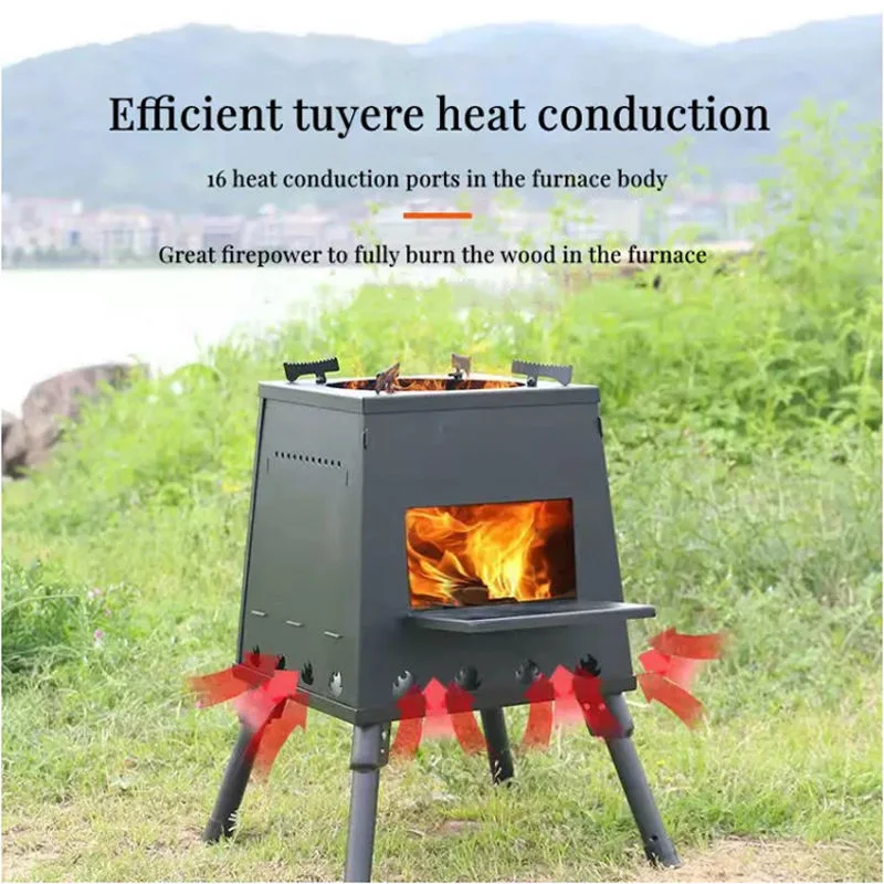 Wood Stove Tower Stove Field Stove Cookout Trumpet Burning Table Folding Portable Stove Gasifier Cookware Outdoor