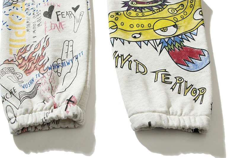 Custom Graffiti Sweatpants 100% Cotton French Terry Full Print Sweat Pants