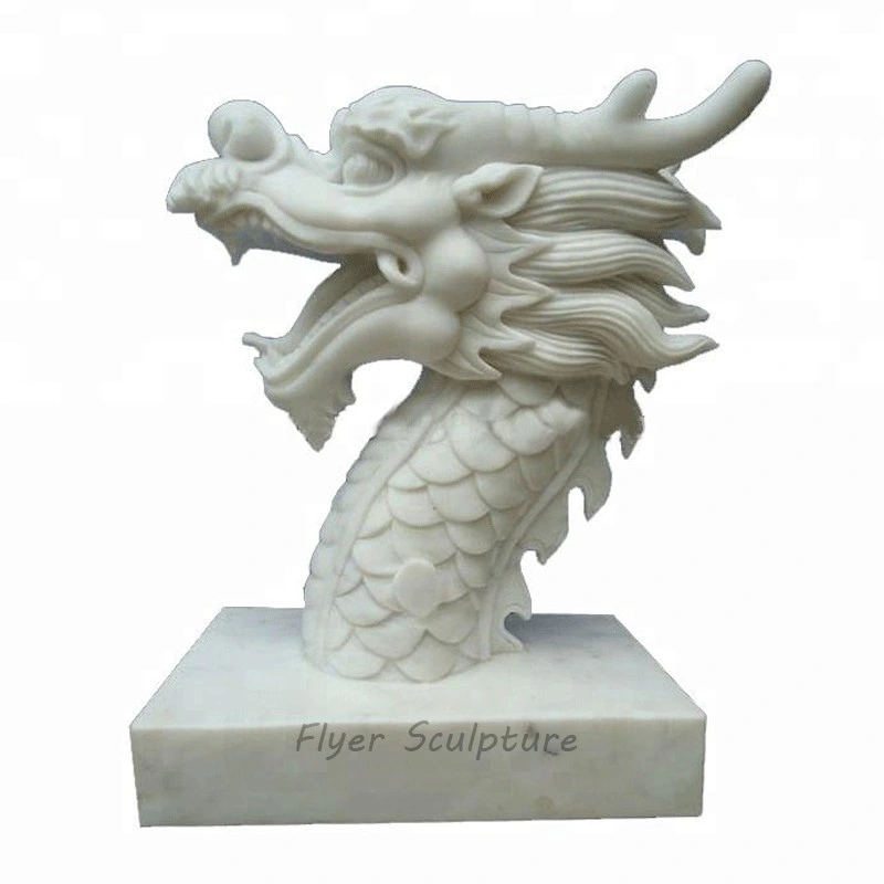 Hand Carved Outdoor Garden Decoration Natural Large Life Size Chinese Dragon Sculpture Marble