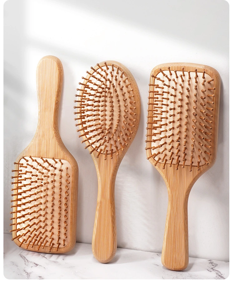 Detangling naturales de madera masiva de cepillos de pelo estilo de pelo al por mayor para todos