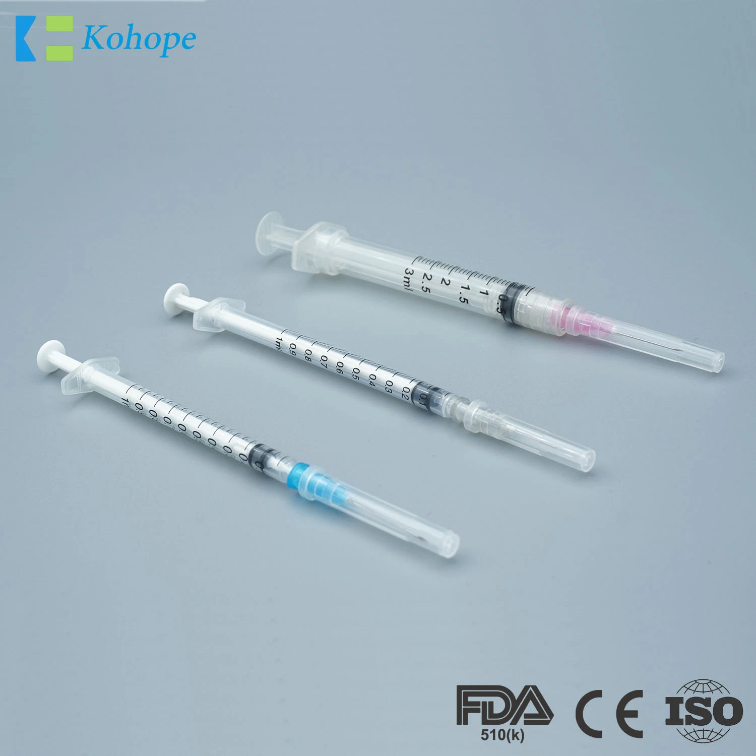 Transparent, White, Customized Color Plunger PP/PC 1ml/3ml/5ml/10ml Painless Vaccine Syringe