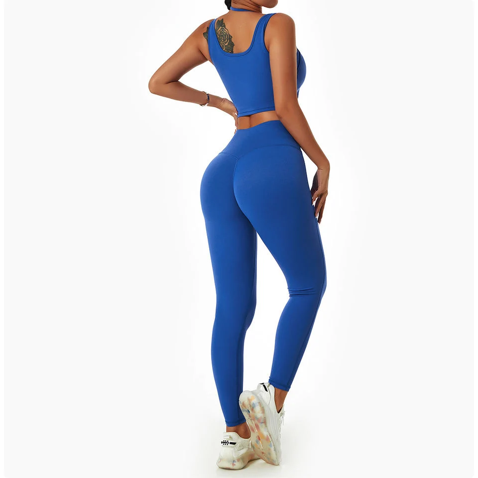 2023 New Cross-Border Fitness Yoga Pants Women's High Waist Lightweight Breathable Tight Pants Back Pocket Running Leggings