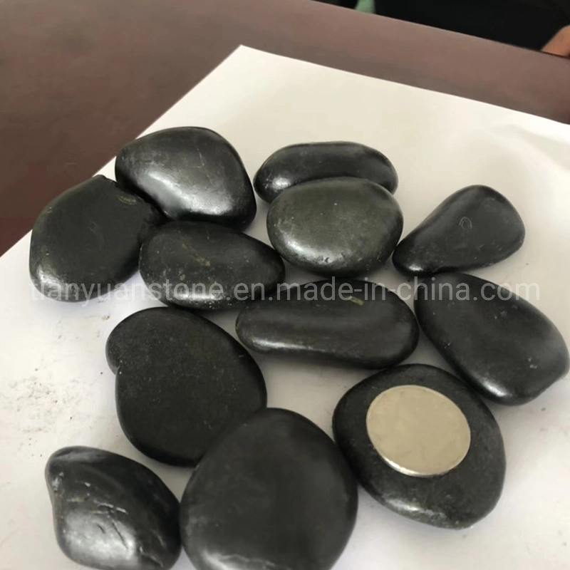 High Glossy Polished Black Pebble for Home Decoration, Garden Floor, Landscape