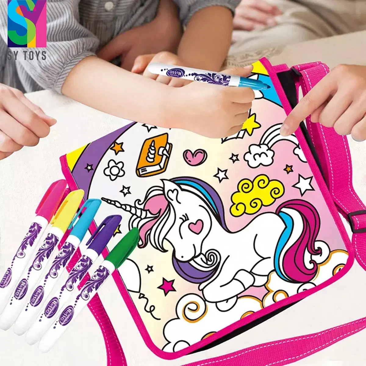 SY DIY personalizado bolsas de fideos actividad de arte mejor color de regalo Tu propio Unicorn Messenger Bolsa de Artesanía Kit para niñas