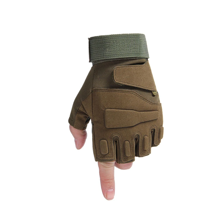 Half-Finger Knuckle Shock Resistant Fingerless Hunting Tactical Leather Motorcycle Gloves