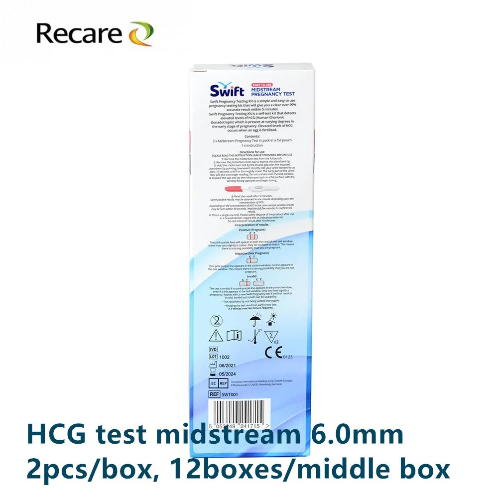 HCG-Test Midstream High Accurate Schwangerschaftstest Pen Urin OEM Service Midstream