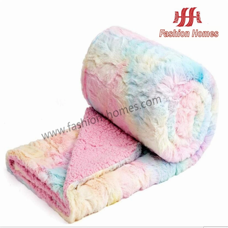 High-Weight Plush Embossed Tie-Dyed Blanket Sherpa Throw for Girl