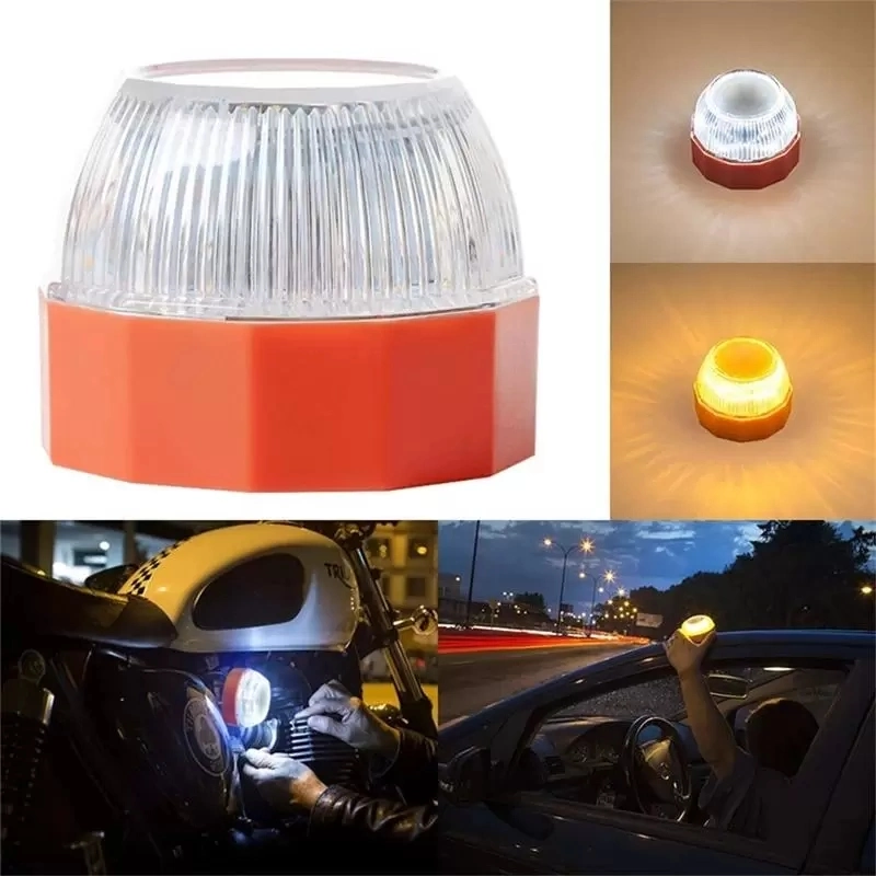 LUCES LED de carretera para emergencia para el kit de avería de coche recargable Batería Soporte magnético vehículo Soporte techo Advertencia Luz de emergencia para coche Para España V16