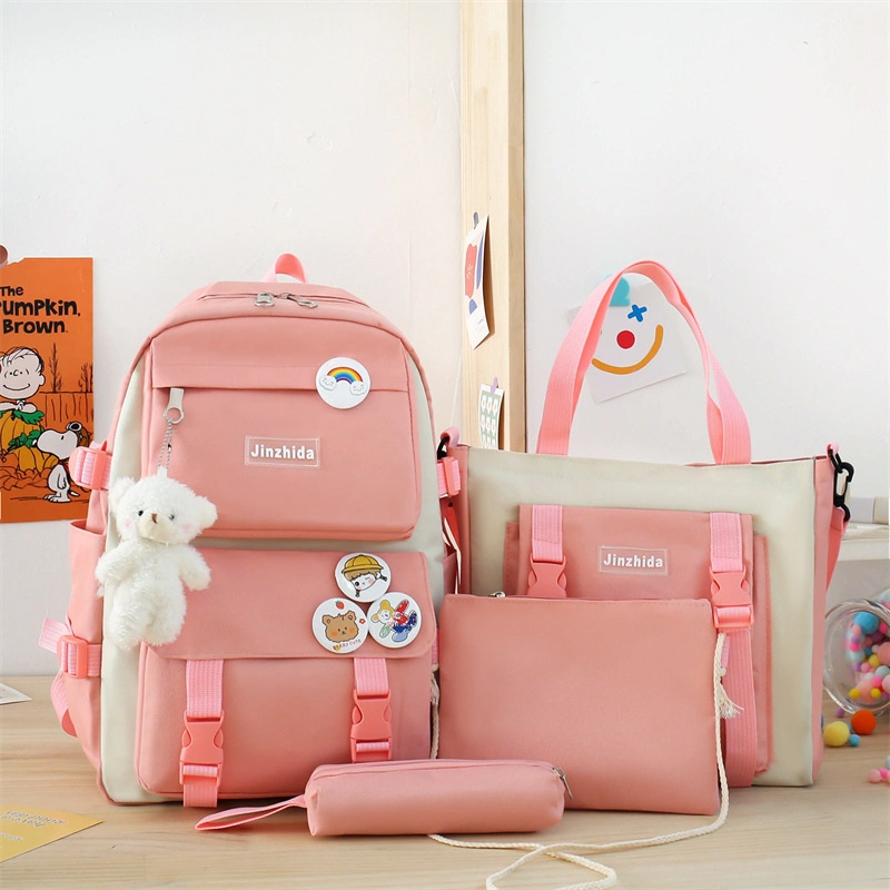 Wholesale/Supplier 5 in 1 Cheap School Bags Ladies Waterproof Student Book Bag School Backpack Set for Women Girls