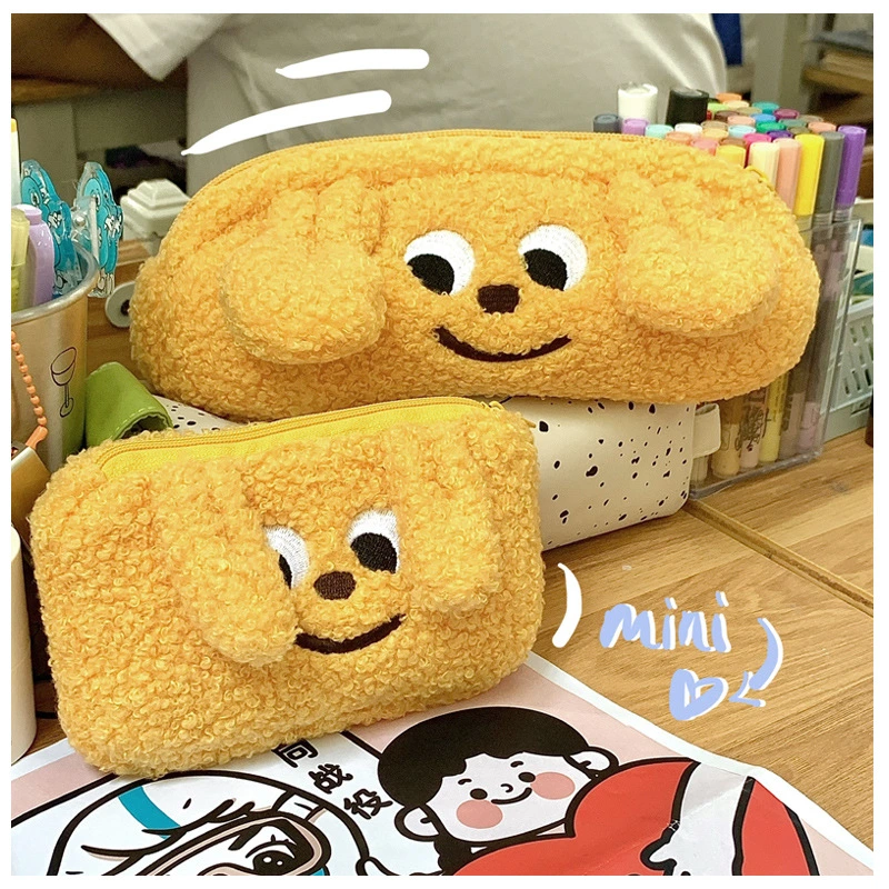 Plush Dog Pencil Bag Creative Cute Large Capacity Pencil Case Stationery Box