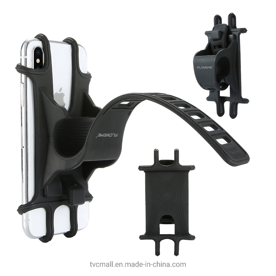 Floveme Bicycle Pull-Type Silicone Phone Holder Bike Light Mount Bracket for 4-6.3 Inch Phones