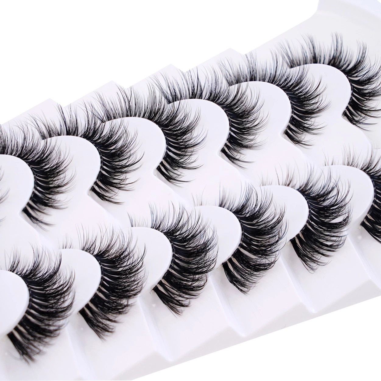 3D Clear Band Lashes Fluffy Soft Cat Eye Natural Short 5D Faux Mink Lashes Strip False Eyelashes