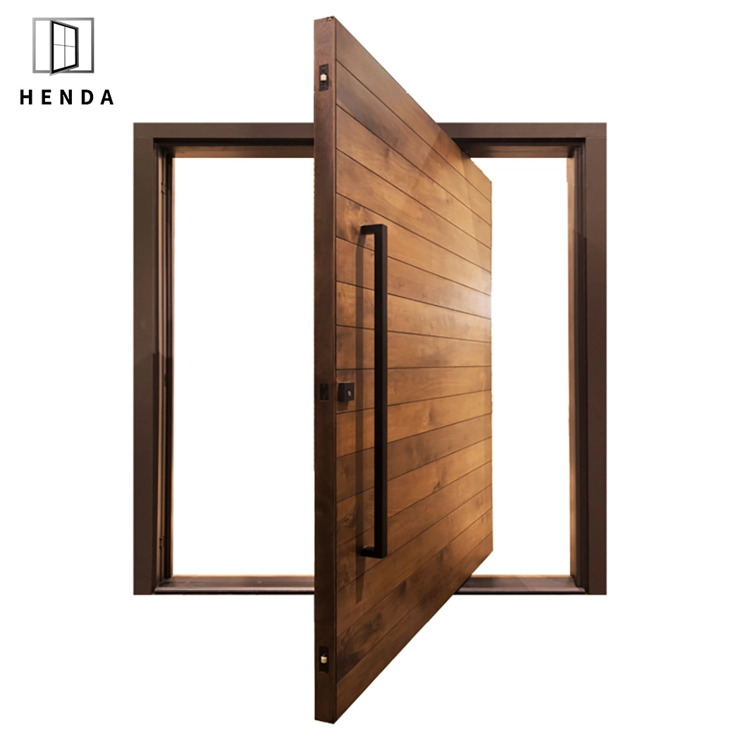 New Design Wood Solid Wood Swing Soild Wood Graphic Design, 3D Model Design Entrance Entry Pivot Door Timber Pivot Door