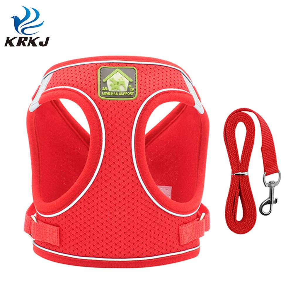 Conjunto de arnês para cão e leash Tc1208 colete em malha ajustável Reflective