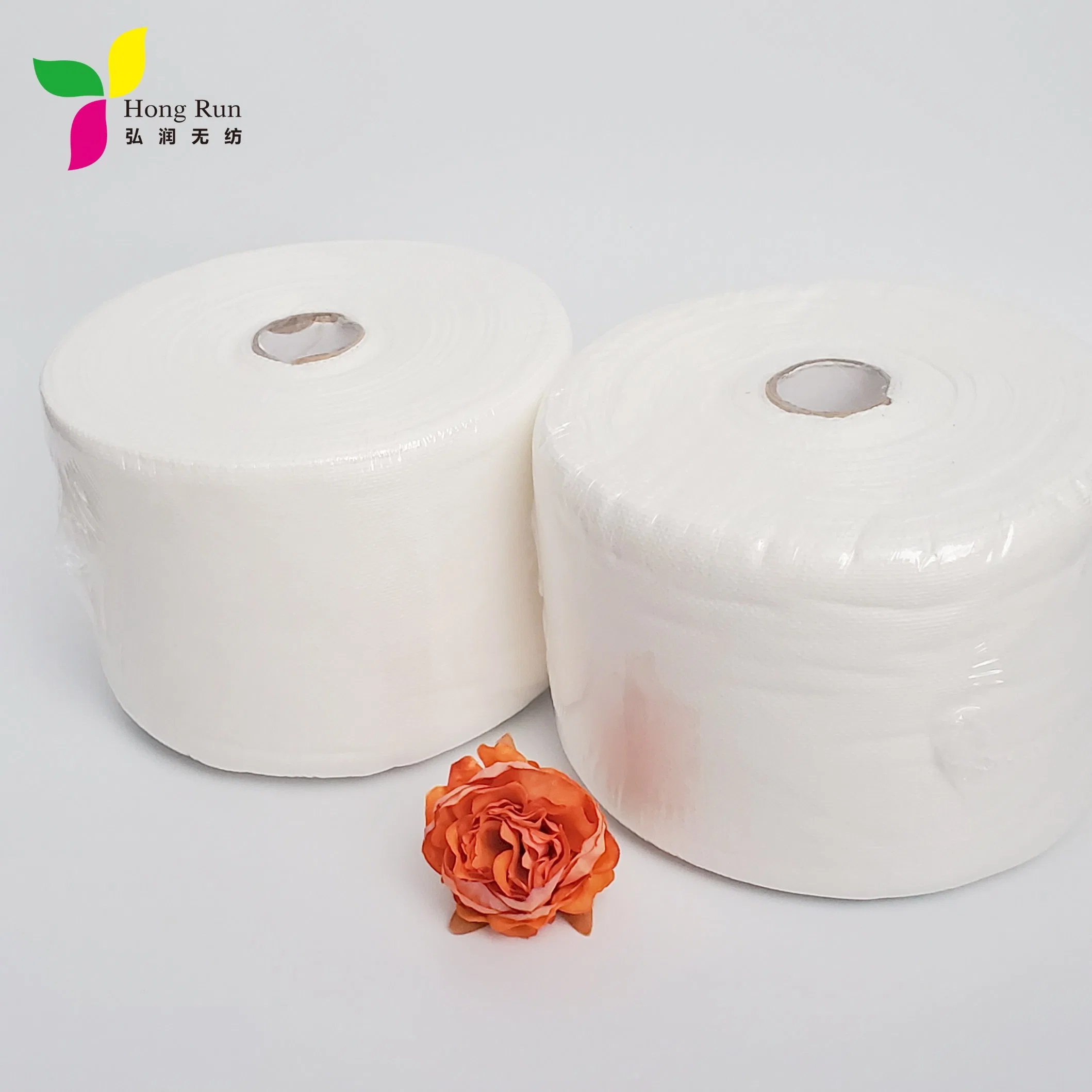 Plain Grain Disposable Nonwoven Fabric Dual Use Dry Face Towel Tissue in Rolls