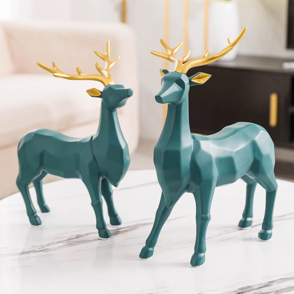 Ins Style Deer Sculpture Resin Crafts Statue Home Desktop Decoration Accessories