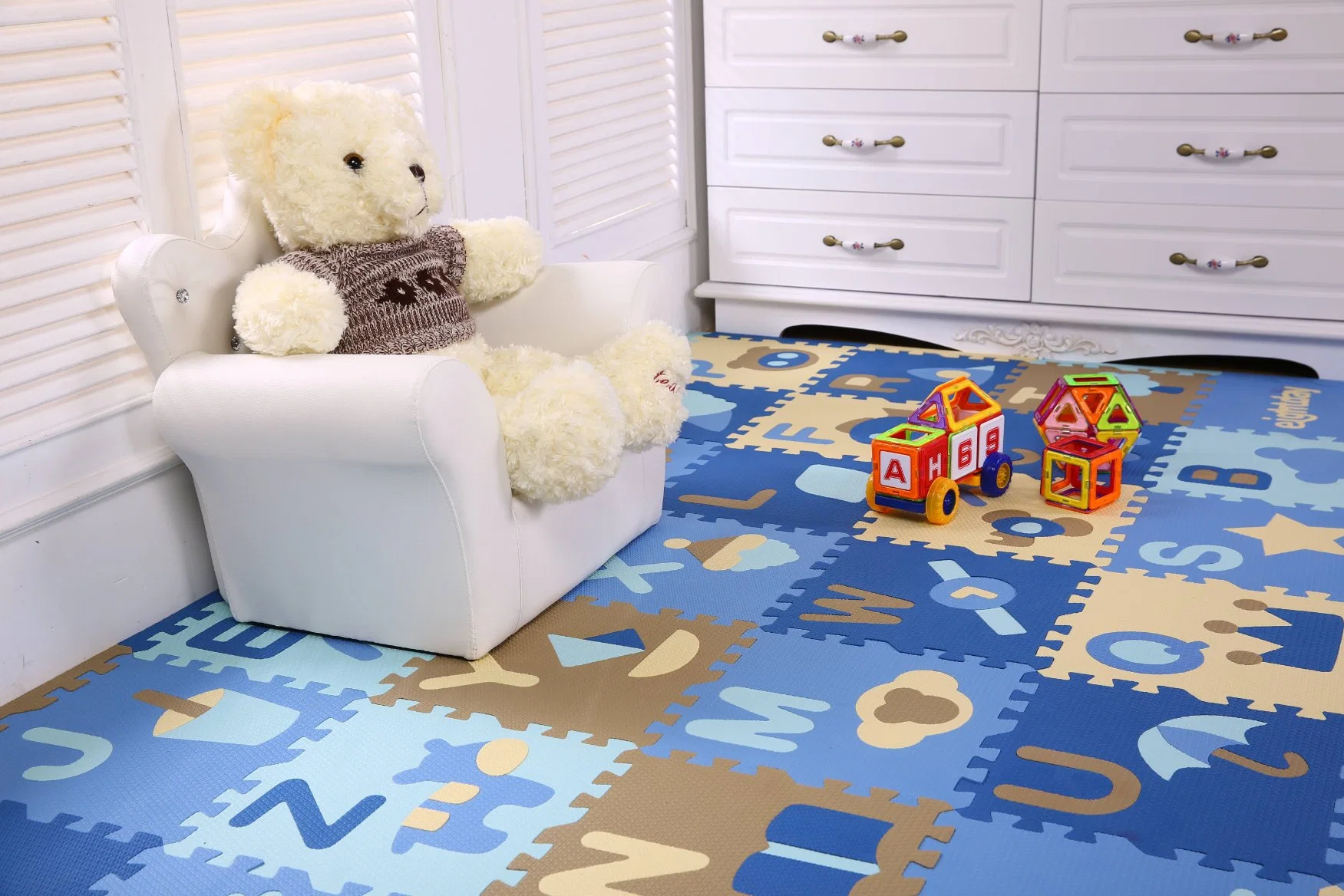 Eco-Friendly Anti-Slip Sansd Carton 60*60cm Educational EVA Puzzle Floor Children Toy Play Mat New