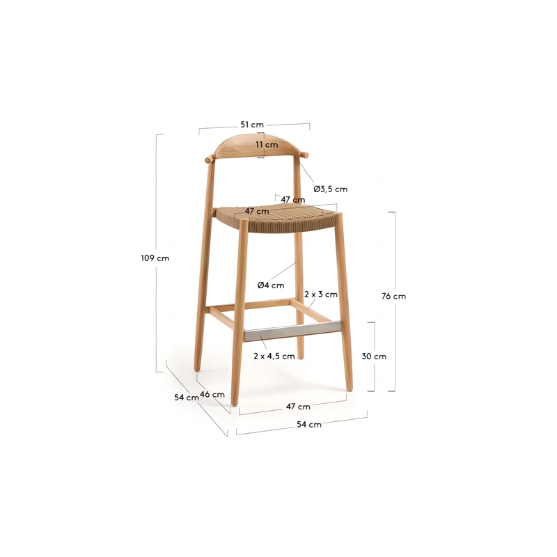 Modern Furniture Bar Chair Teak Wood Rattan Wicker Outdoor Furniture