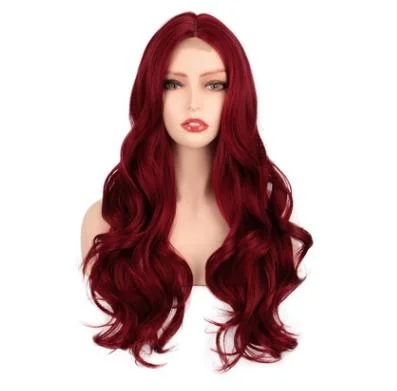 Beleza barata Long Wine Red Wave Synthetic Wigs para mulheres Cosplay Wigs