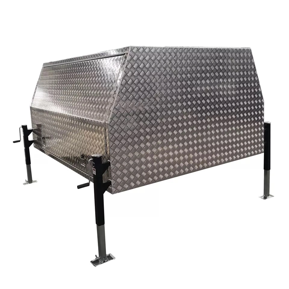 El metal de aluminio impermeable al aire libre deportivas FUNCIONA // Camping Ute/camión recolector/ Caja de herramientas de almacenamiento/Dosel con/sin cajones y estantes Flat/placa de verificador de la Plata