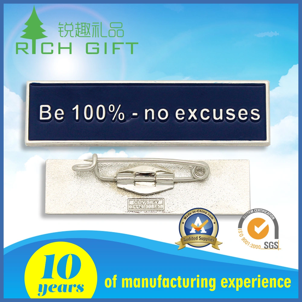 China Supplier Accepted Custom Two-Colored Silk Screen/Offset Printing Erosion Back Metal Badge with Safety Pin Attachment